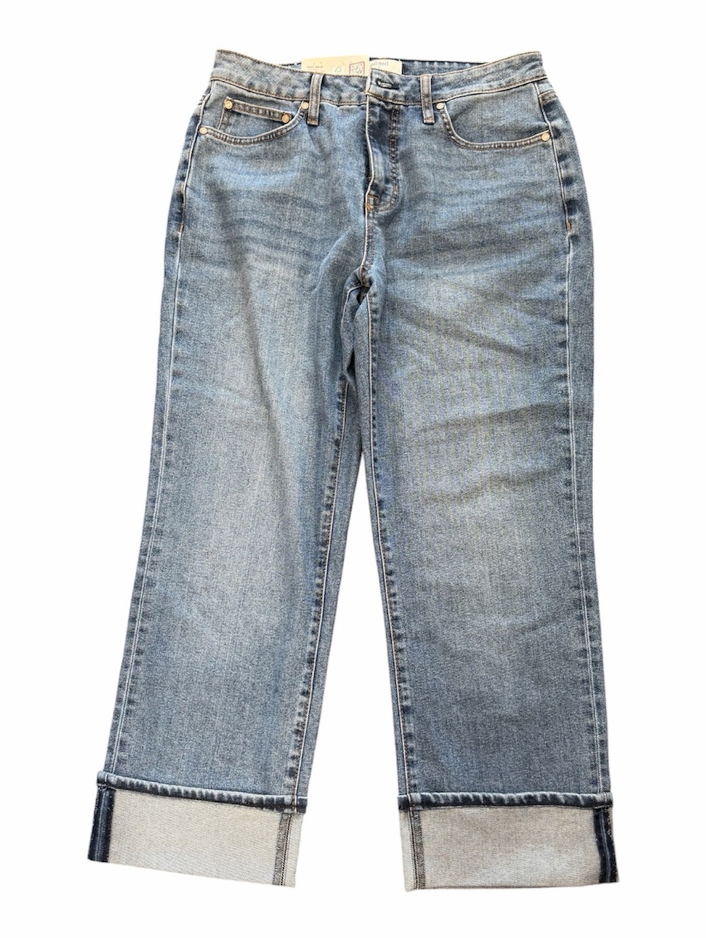 Edited by Hunter McGrady Classic Light Blue Women's Cuffed Wide Leg Jeans Size 6